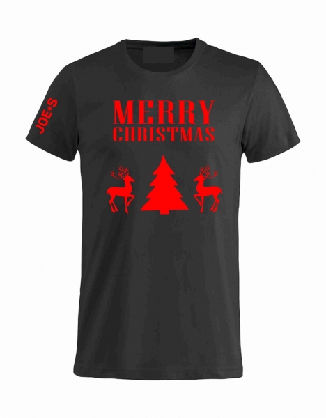 T Shirt Merry Christmas Rentier schwarz-rot, günstig kaufen